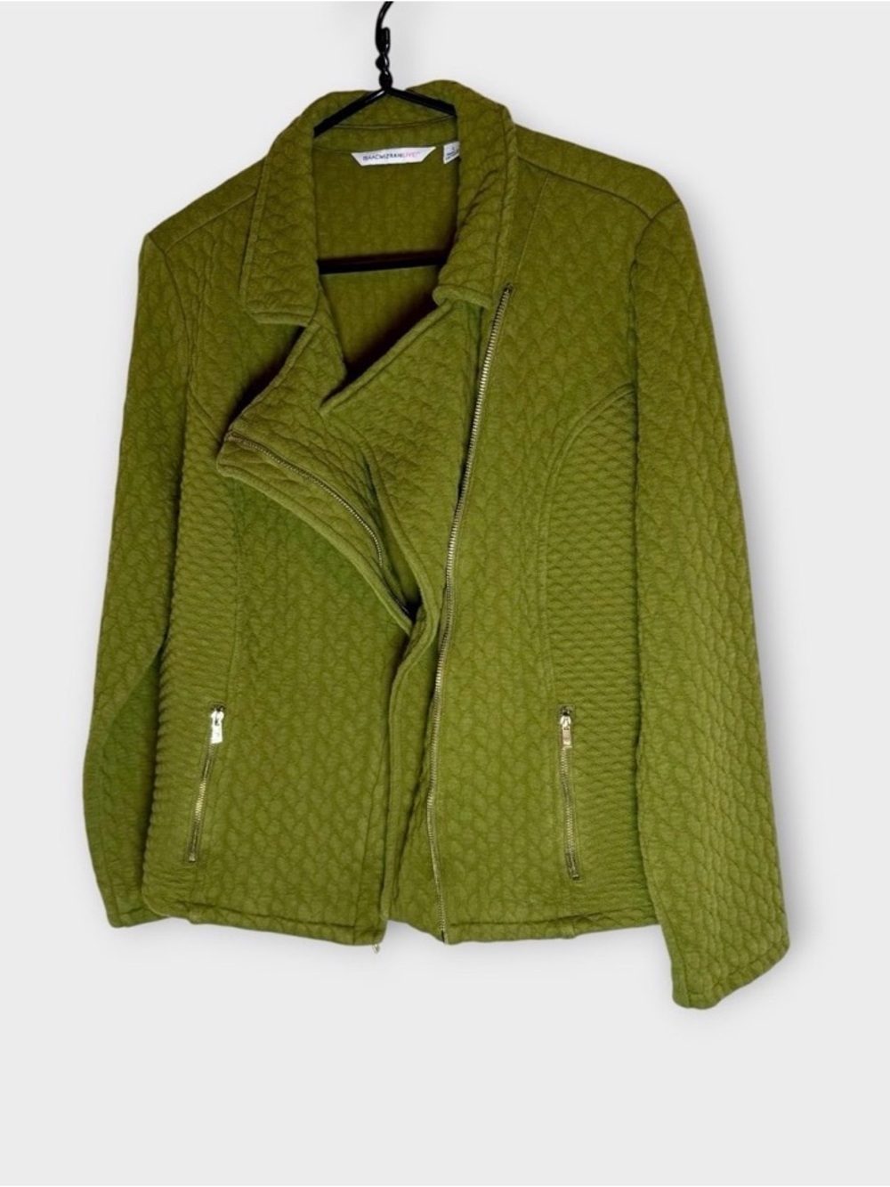 Isaac Mizrahi Olive Green Quilted Bomber Jacket
